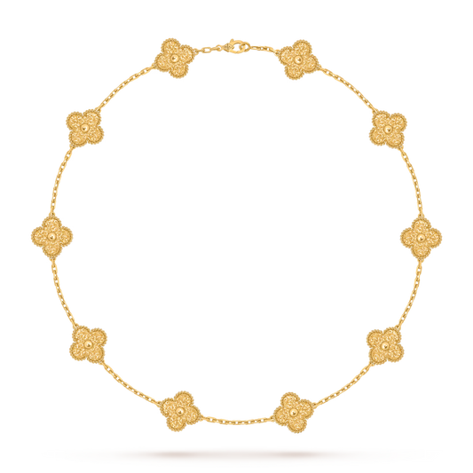 Van Cleef & Arpels, Vintage Alhambra necklace, 10 motifs, textured 18K yellow gold