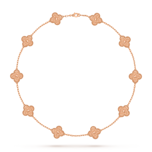 Van Cleef & Arpels, Vintage Alhambra necklace, 10 motifs, textured 18K rose gold