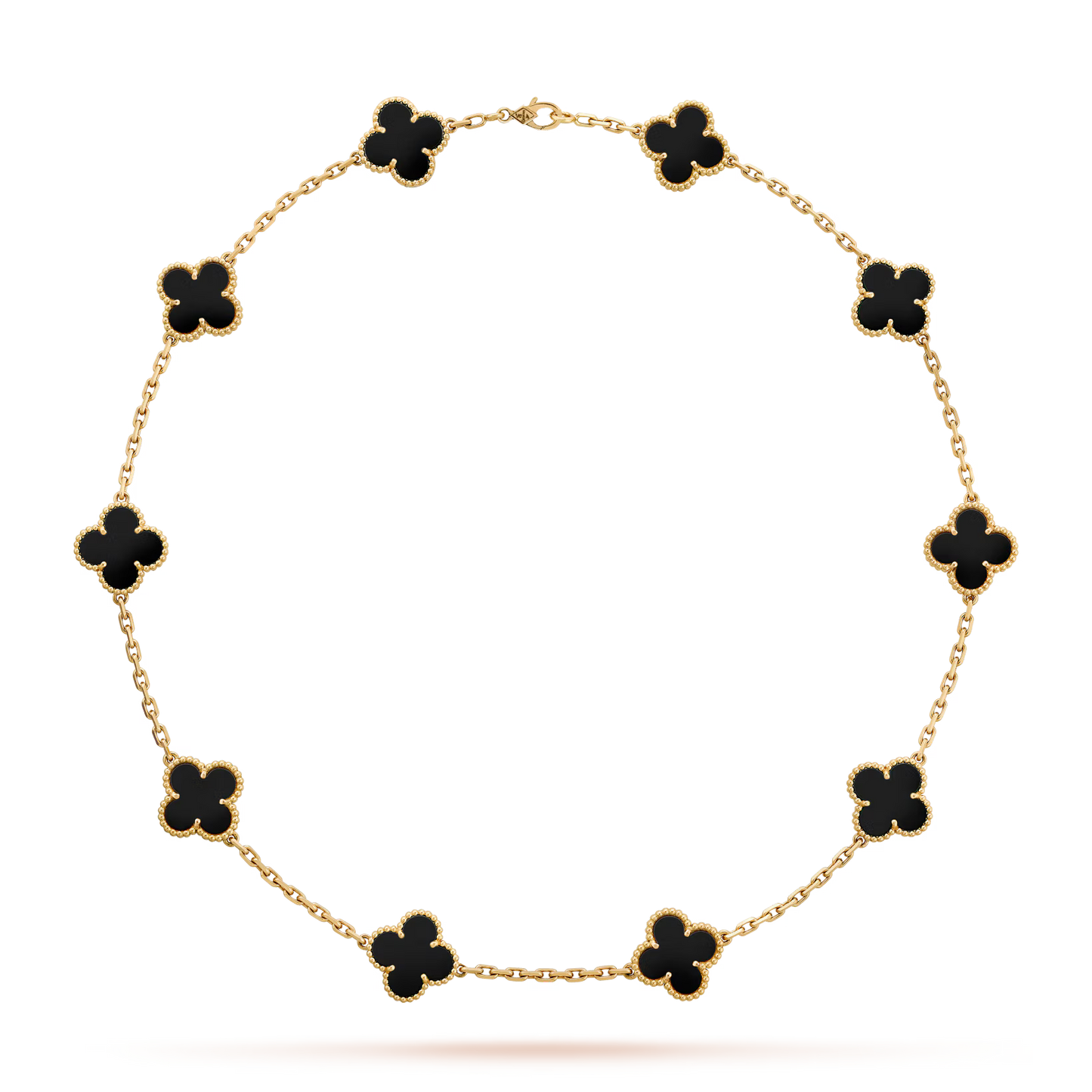 Van Cleef & Arpels, Vintage Alhambra necklace, 10 motifs, 18K yellow gold, onyx