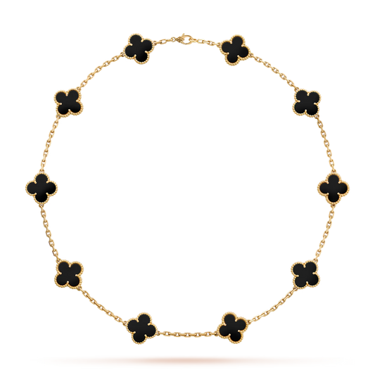 Van Cleef & Arpels, Vintage Alhambra necklace, 10 motifs, 18K yellow gold, onyx