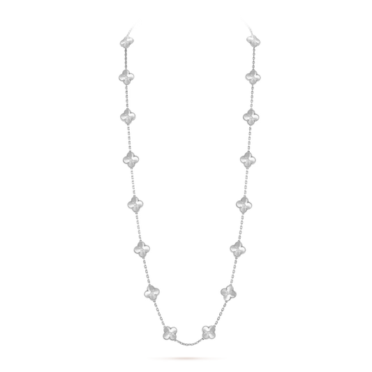 Van Cleef & Arpels, Vintage Alhambra necklace, 20 motifs, guilloché rhodium plated 18K white gold.