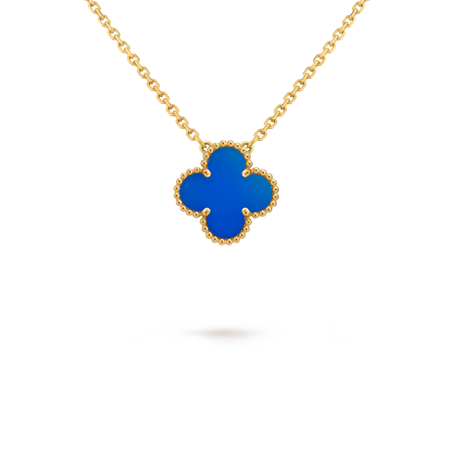 Van Cleef & Arpels, Vintage Alhambra pendant, 18K yellow gold, blue agate