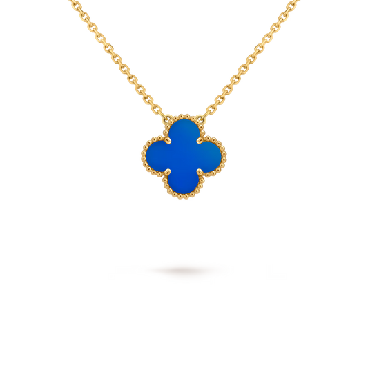 Van Cleef & Arpels, Vintage Alhambra pendant, 18K yellow gold, blue agate