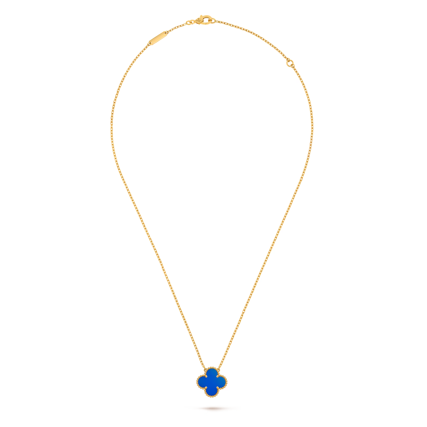 Van Cleef & Arpels, Vintage Alhambra pendant, 18K yellow gold, blue agate