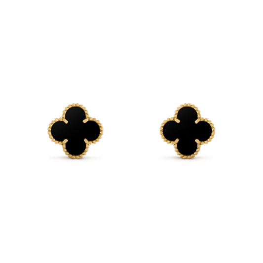 Van Cleef & Arpels, Vintage Alhambra earrings, 18K yellow gold, onyx