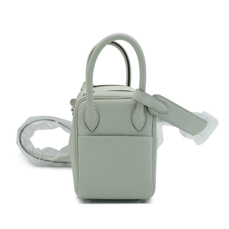 Hermès Gris Neve Clemence Mini Lindy 20 Palladium Hardware