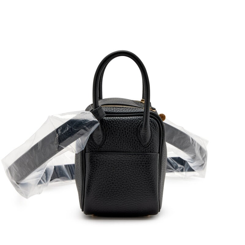 Hermès Black Clemence Mini Lindy 20 Gold Hardware