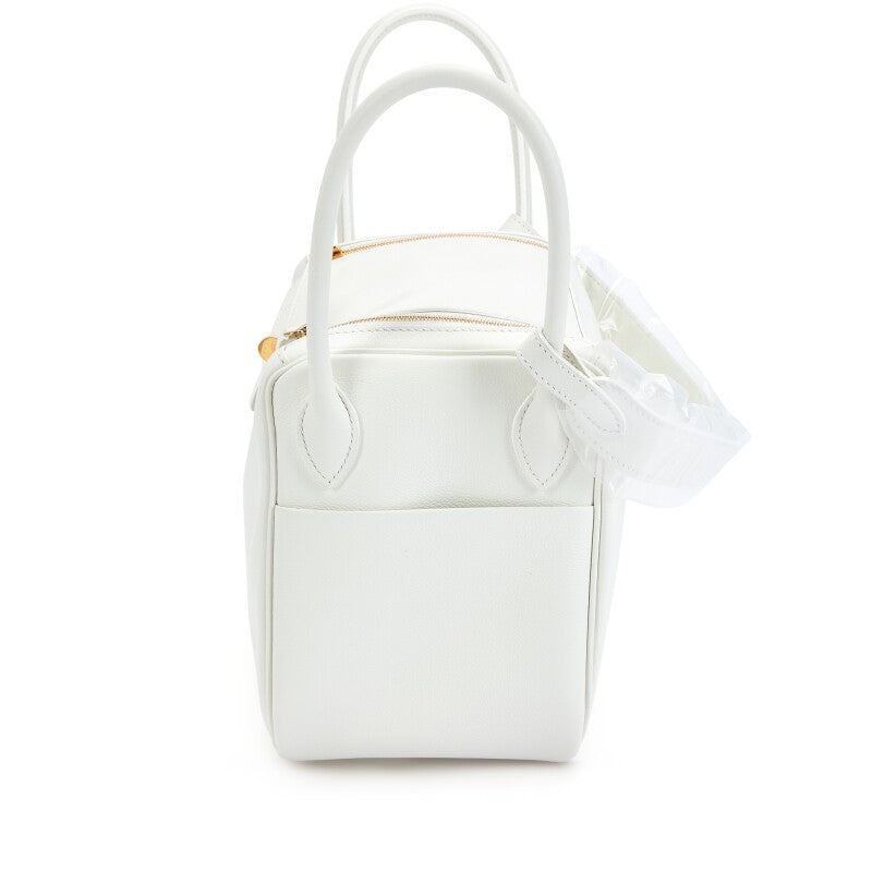 Hermès White Evercolor Lindy 26 Gold Hardware