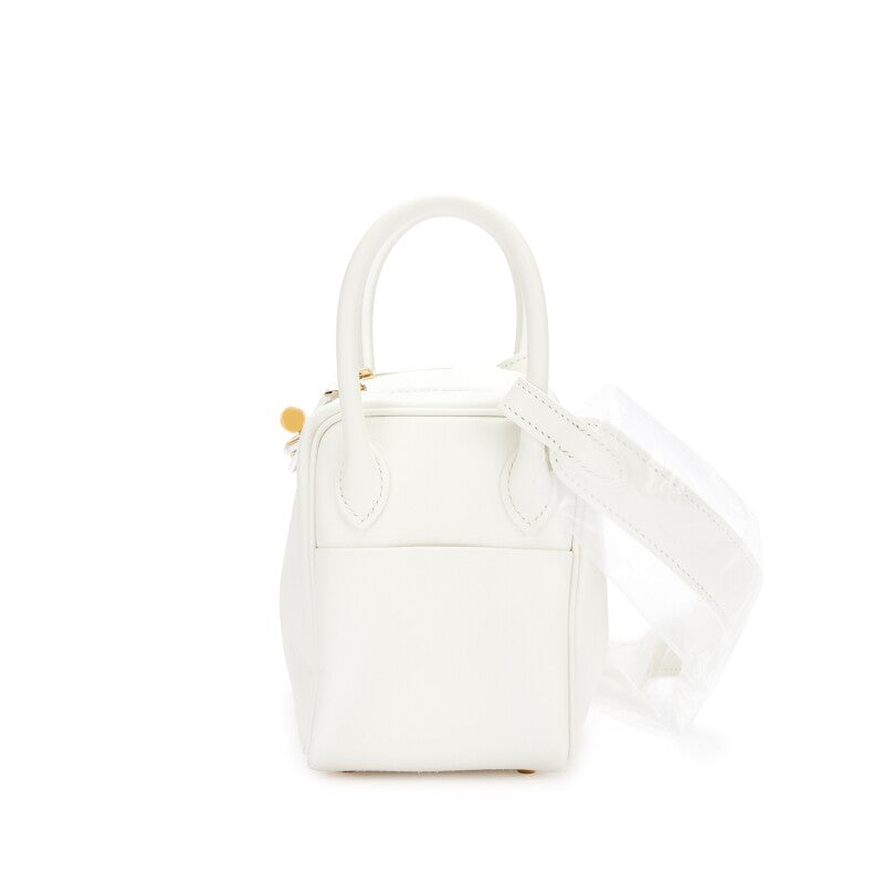 Hermès White Swift Mini Lindy 20 Gold Hardware