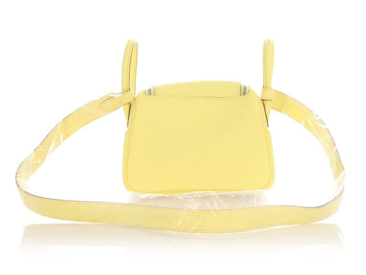 Hermès Limoncello Clemence Mini Lindy 20 Palladium Hardware