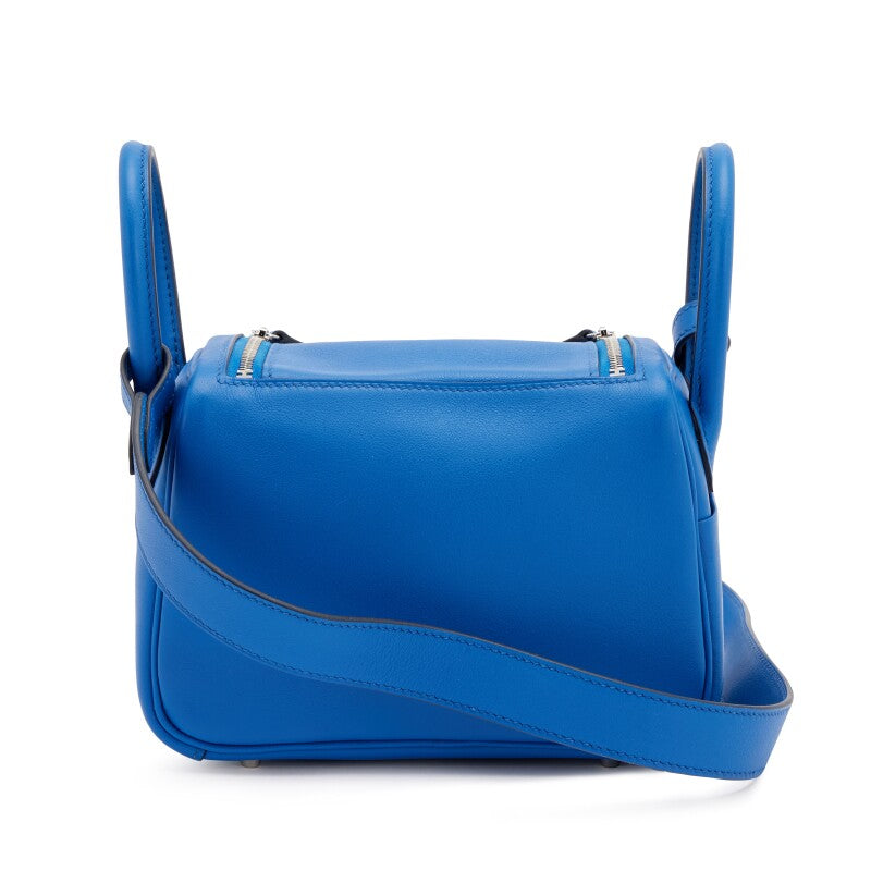 Hermès Bleu France Verso Swift Mini Lindy 20 Palladium Hardware