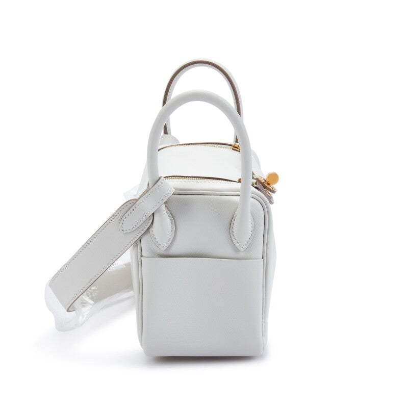 Hermès Gris Pale and Gris Meyer Swift Verso Mini Lindy Gold Hardware