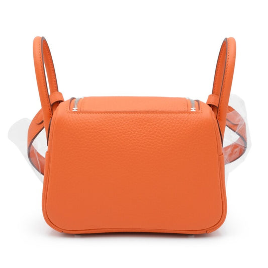 Hermès Orange Clemence Mini Lindy 20 Palladium Hardware