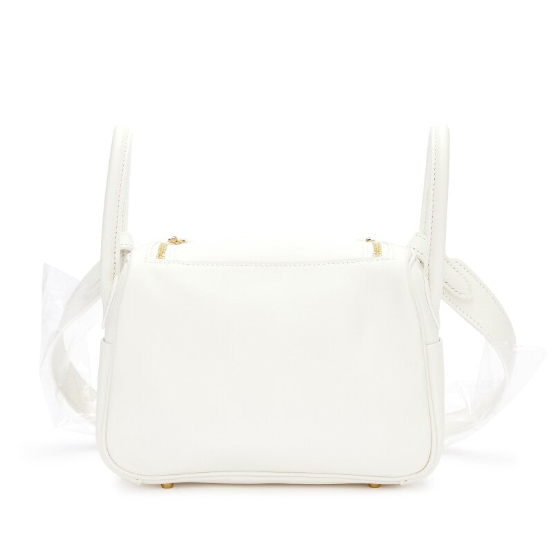 Hermès White Swift Mini Lindy 20 Gold Hardware