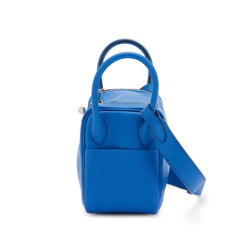 Hermès Bleu France Verso Swift Mini Lindy 20 Palladium Hardware