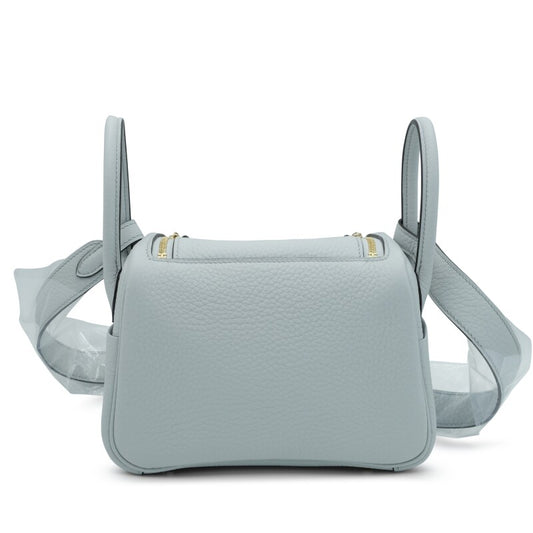 Hermès Bleu Pale Clemence Mini Lindy 20 Gold Hardware