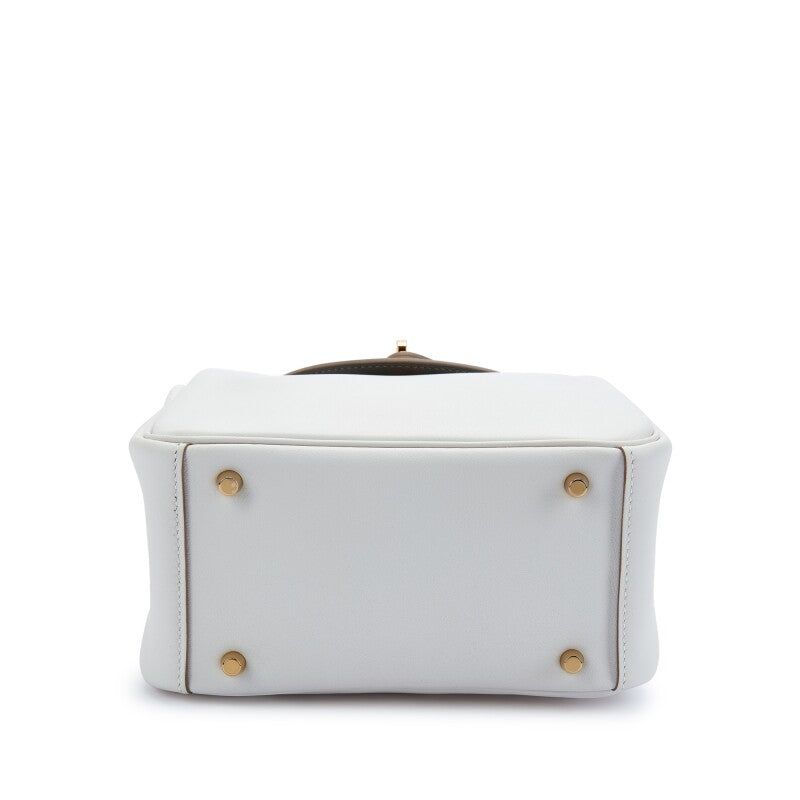 Hermès Gris Pale and Gris Meyer Swift Verso Mini Lindy Gold Hardware