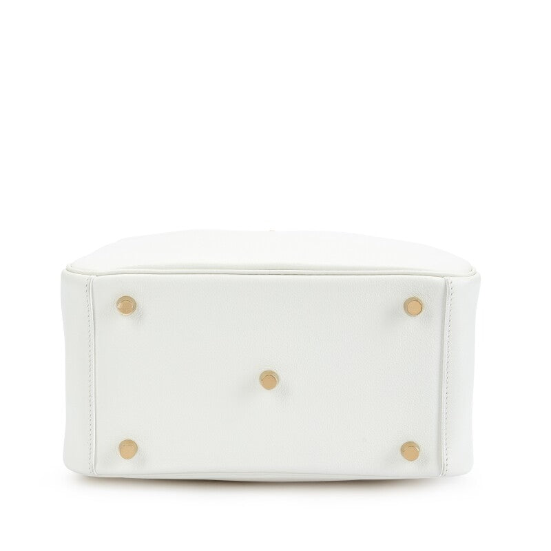 Hermès White Evercolor Lindy 26 Gold Hardware