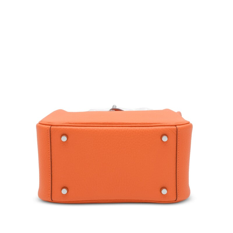 Hermès Orange Clemence Mini Lindy 20 Palladium Hardware