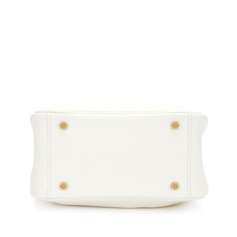 Hermès White Swift Mini Lindy 20 Gold Hardware