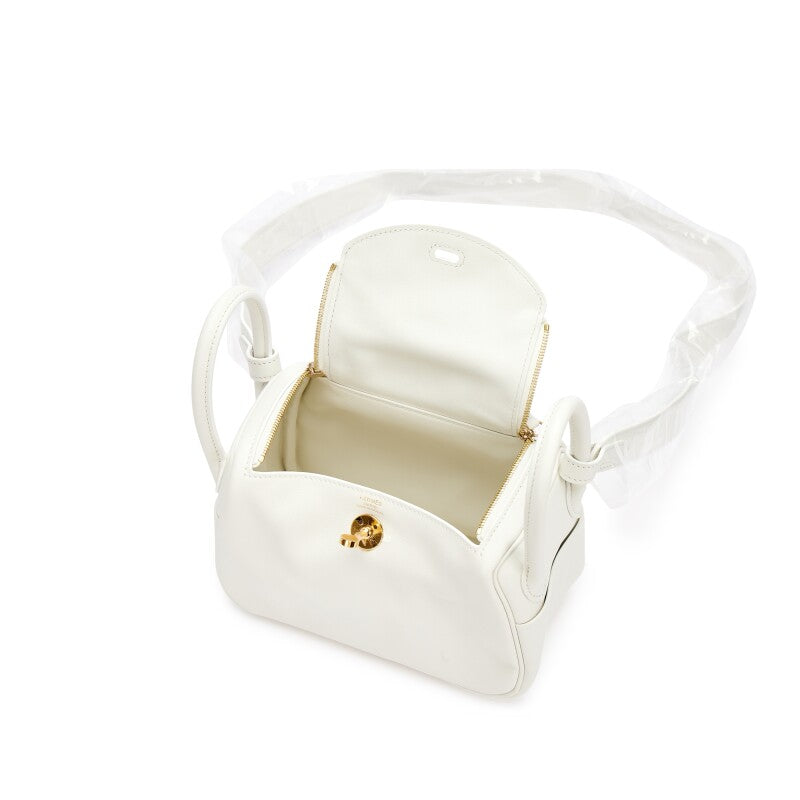 Hermès White Swift Mini Lindy 20 Gold Hardware