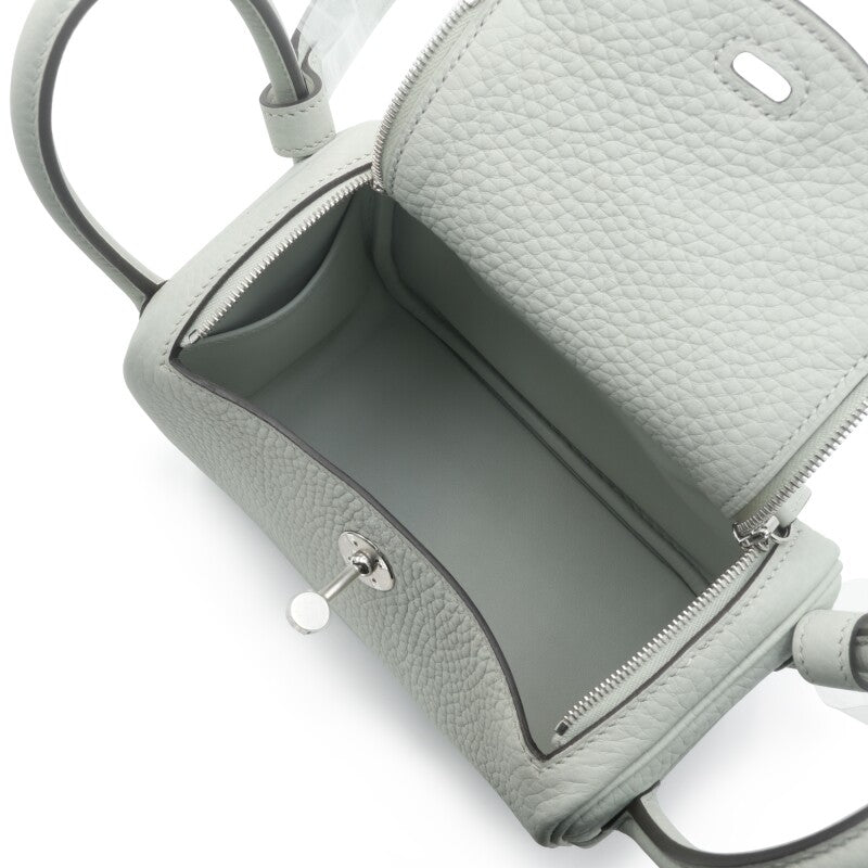 Hermès Gris Neve Clemence Mini Lindy 20 Palladium Hardware