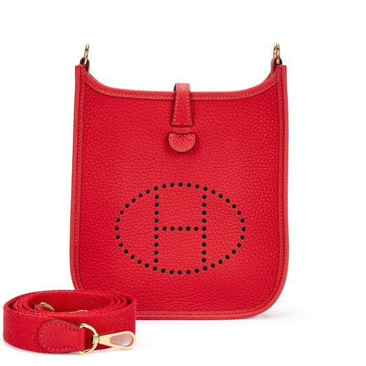 Hermès Vermillion Clemence Mini Evelyne II TPM 16 Gold Hardware