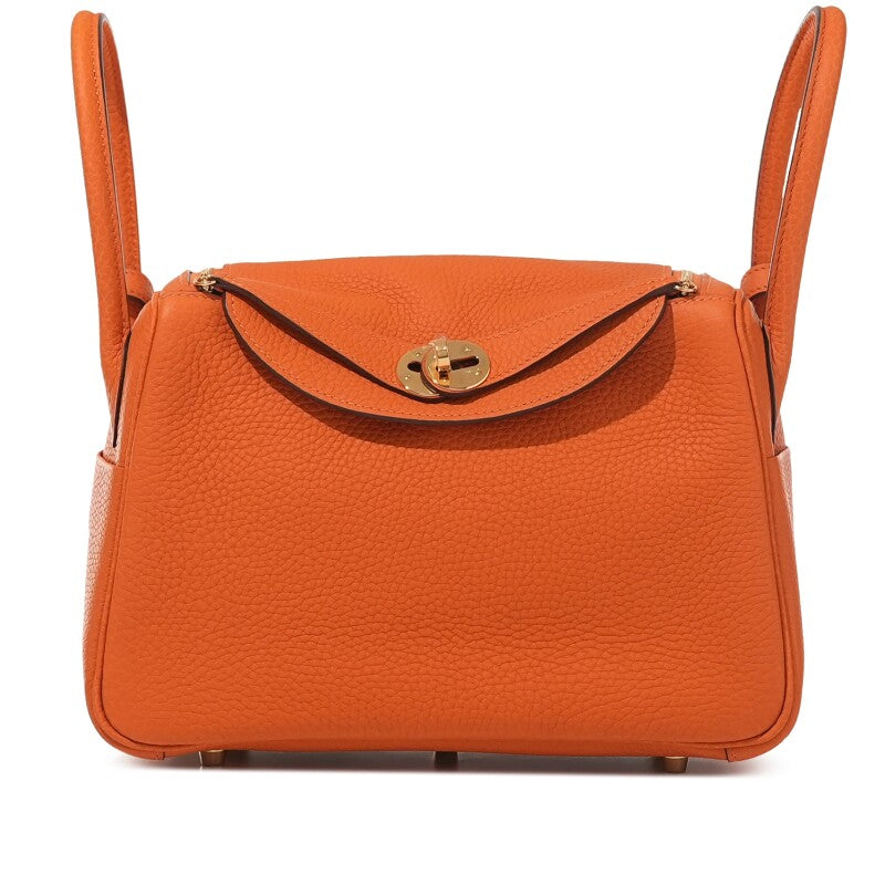 Hermès Orange H Clemence Lindy 26 Gold Hardware