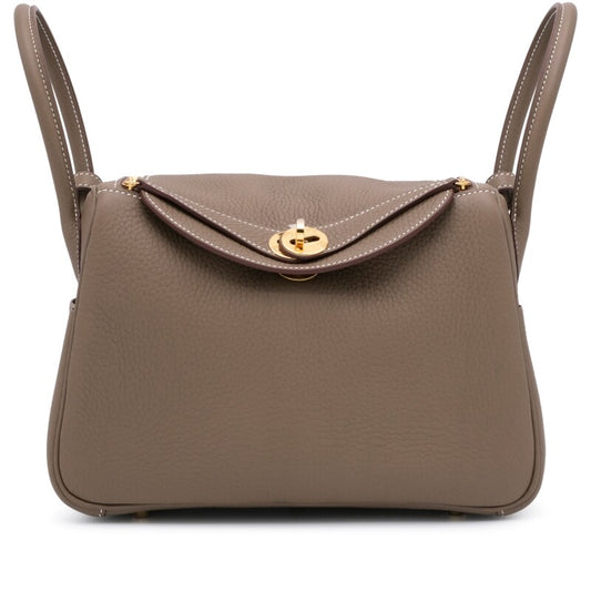 Hermès Etoupe Clemence Lindy 26 Gold Hardware