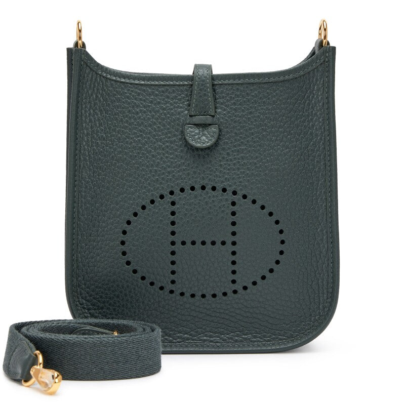 Hermès Vert Mangrove Clemence Mini Evelyne II TPM 16 Gold Hardware