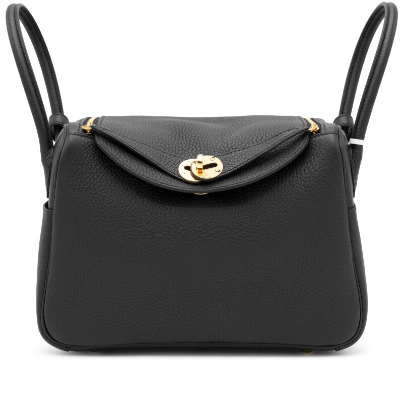 Hermès Black Clemence Lindy 26 Gold Hardware