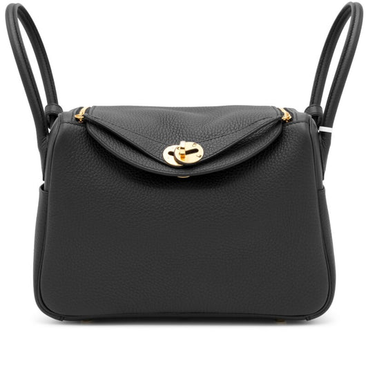Hermès Black Clemence Lindy 26 Gold Hardware