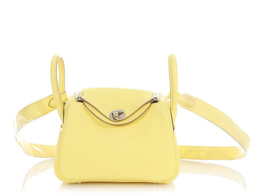 Hermès Limoncello Clemence Mini Lindy 20 Palladium Hardware