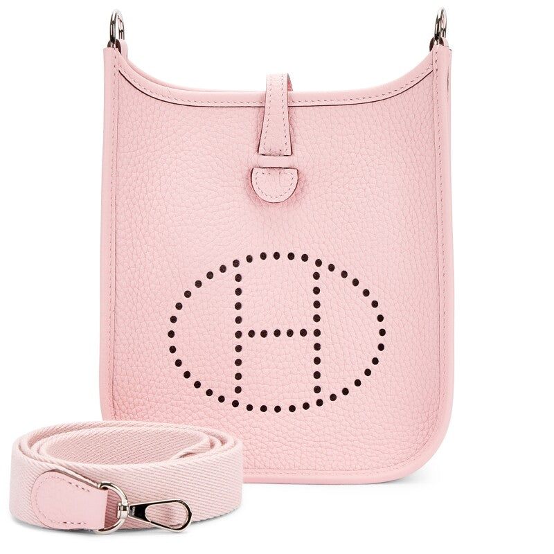Hermès Rose Sakura Clemence Mini Evelyne II TPM 16 Palladium Hardware