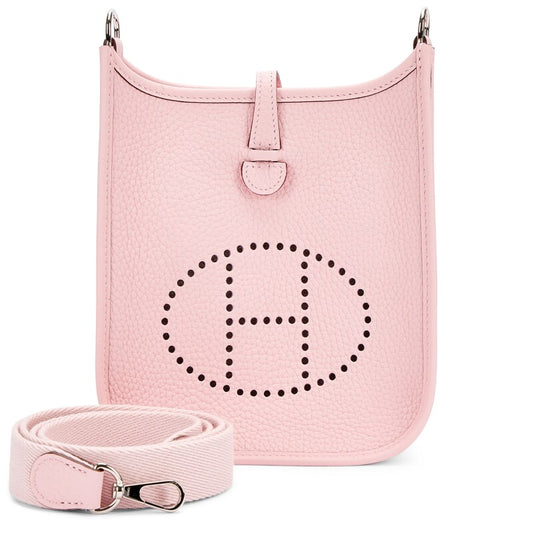 Hermès Rose Sakura Clemence Mini Evelyne II TPM 16 Palladium Hardware