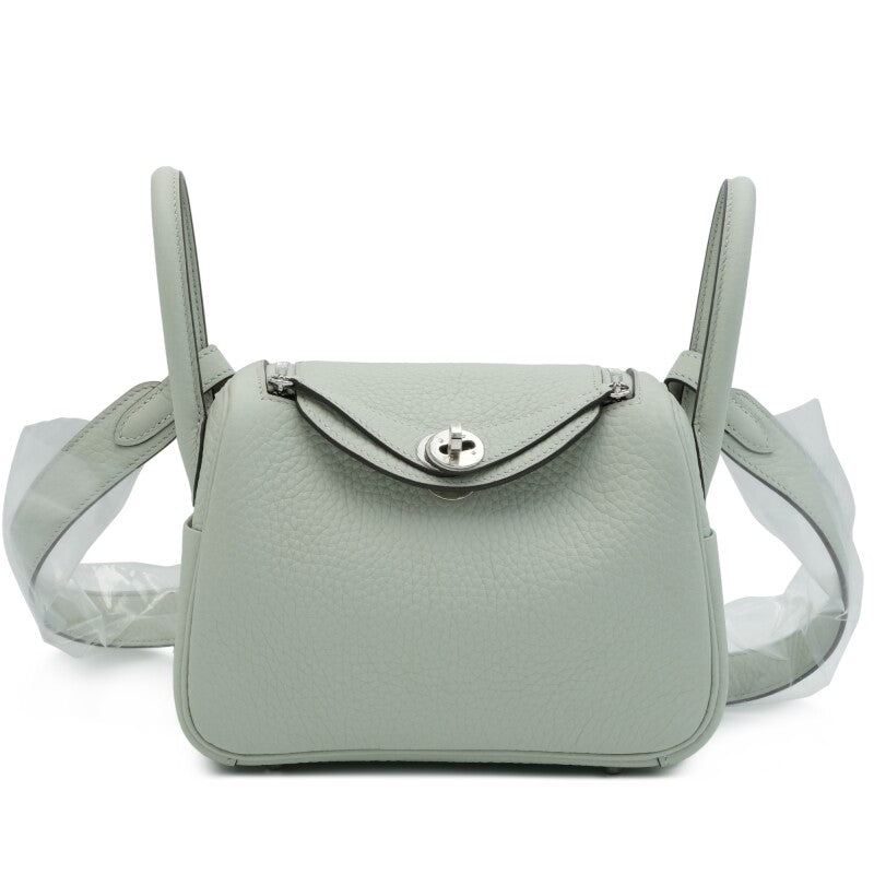 Hermès Gris Neve Clemence Mini Lindy 20 Palladium Hardware