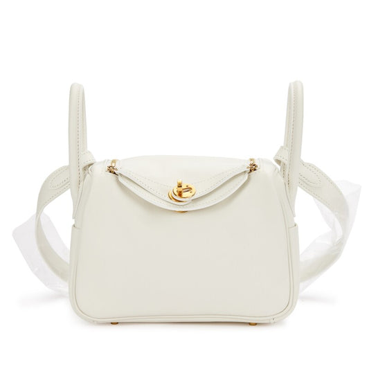 Hermès White Swift Mini Lindy 20 Gold Hardware