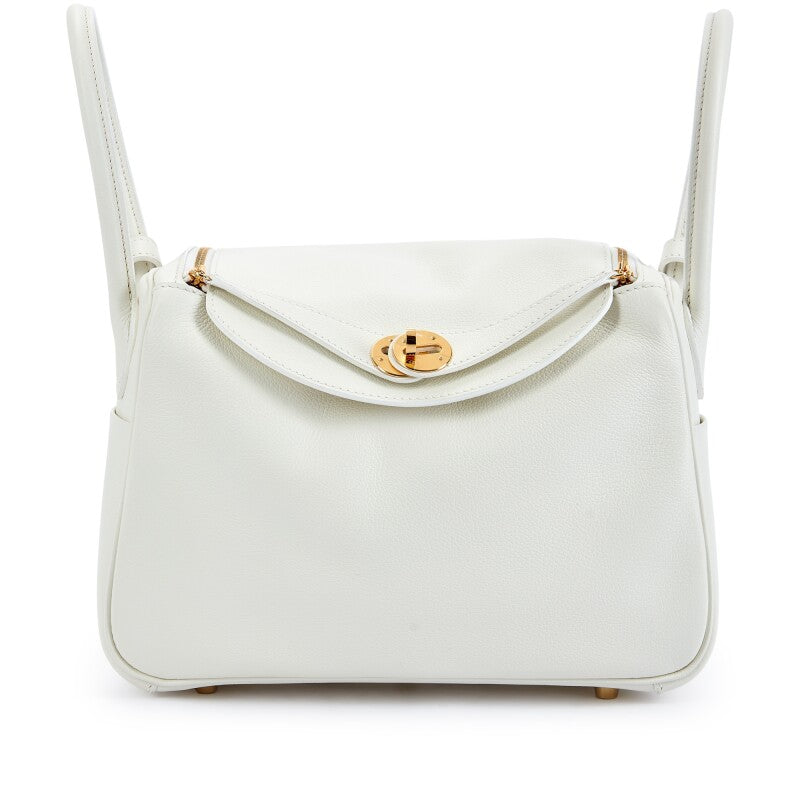 Hermès White Evercolor Lindy 26 Gold Hardware
