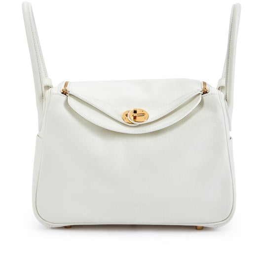 Hermès White Evercolor Lindy 26 Gold Hardware