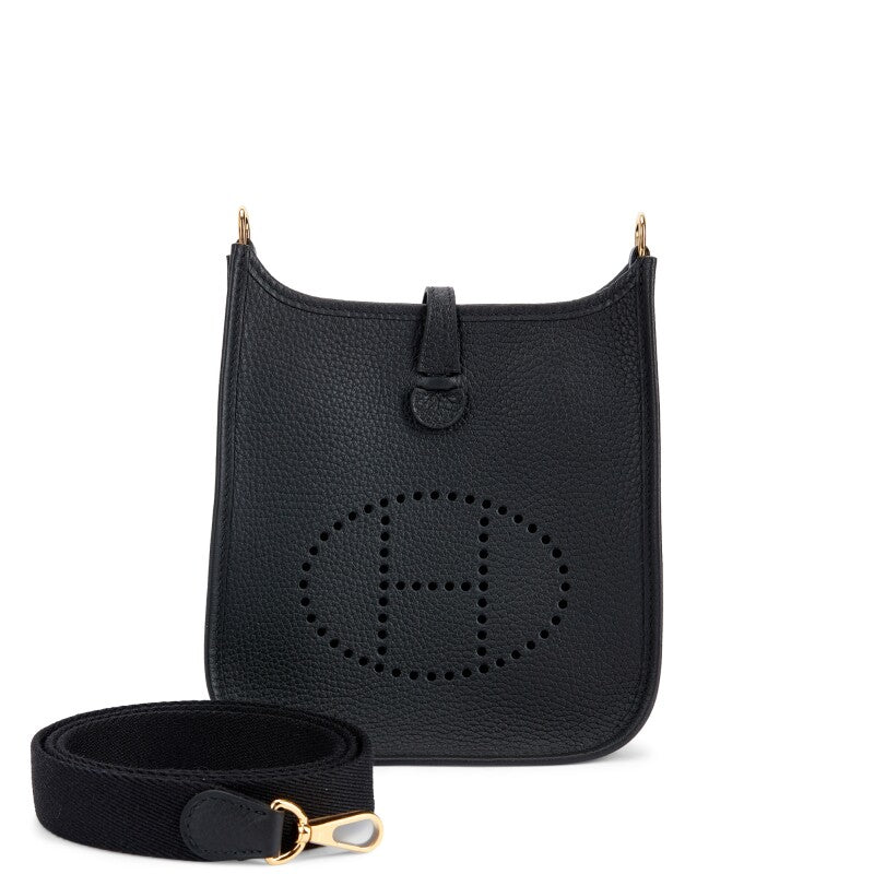 Hermès Black Clemence Mini Evelyne II TPM 16 Gold Hardware