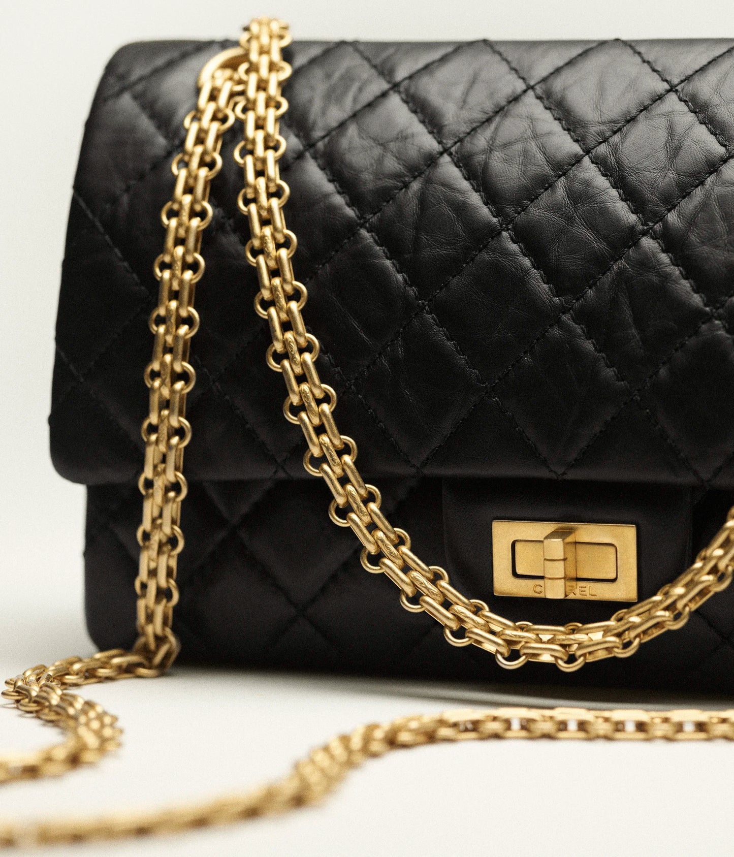 Chanel 2.55 Handbag Aged Calfskin & Gold-Tone Metal - Black