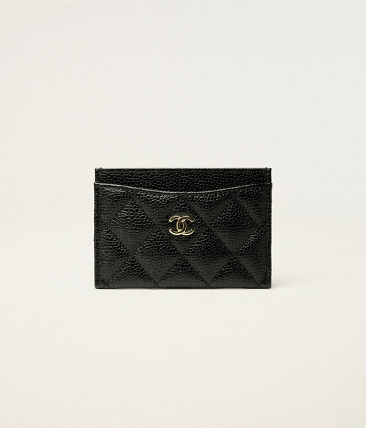 Chanel Classic Card Holder Grained Calfskin & Gold-Tone Metal Black