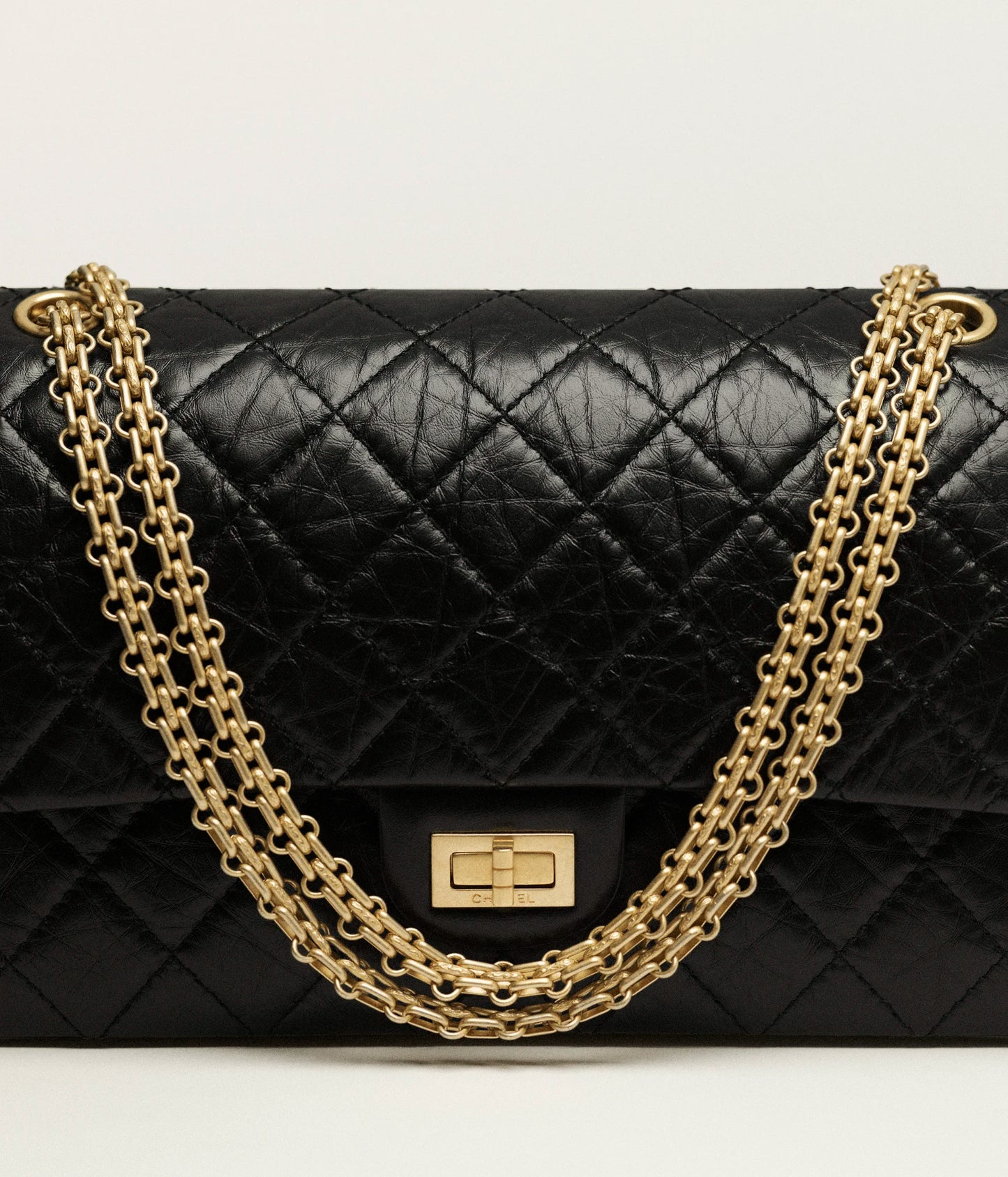 Chanel Large 2.55 Handbag Aged Calfskin & Gold-Tone Metal - Black