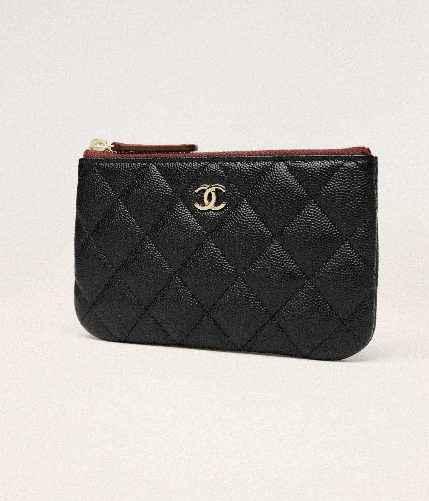 Chanel Classic Small Zipped Pouch Grained Shiny Calfskin & Gold-Tone Metal - Black