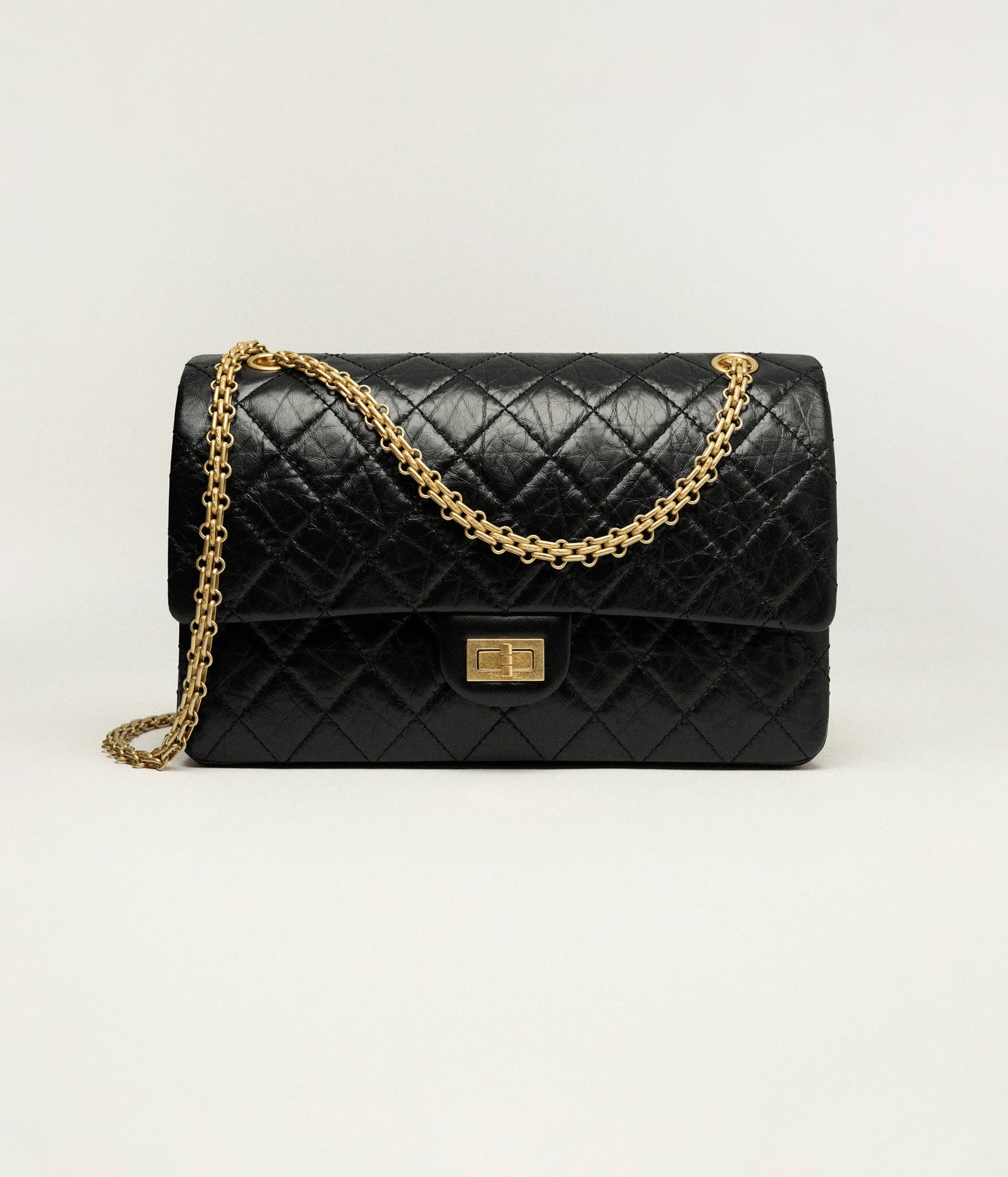 Chanel Large 2.55 Handbag Aged Calfskin & Gold-Tone Metal - Black