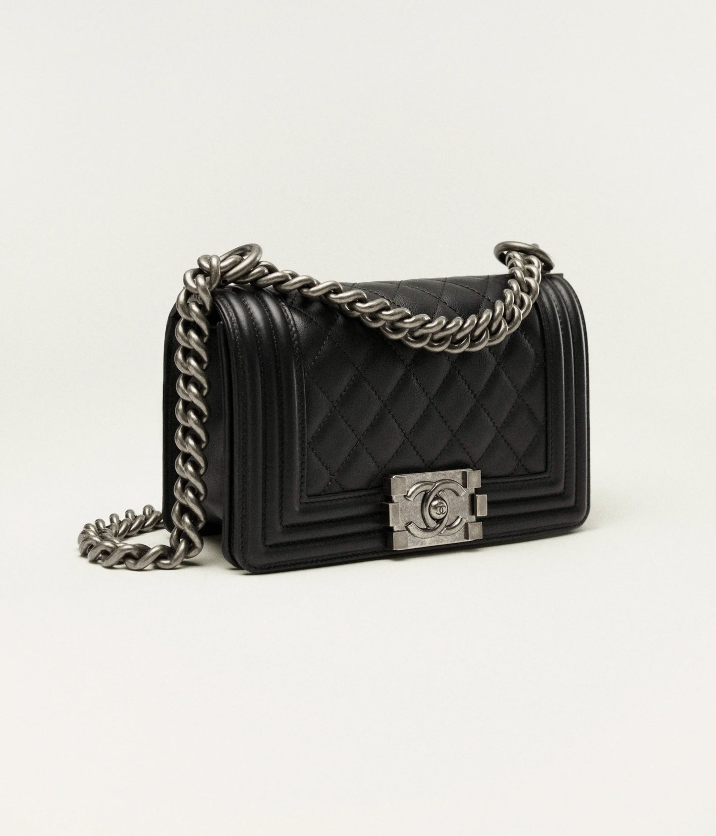 Chanel Small Boy Chanel Handbag Calfskin & Ruthenium-Finish Metal - Black