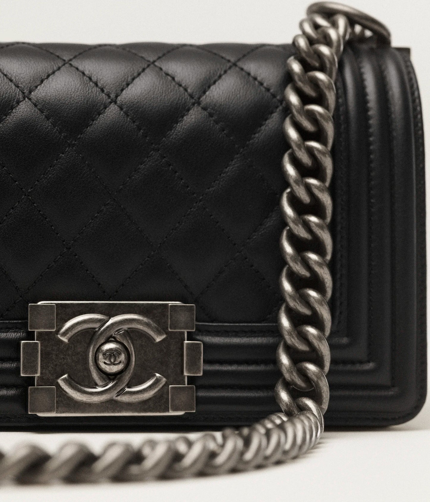 Chanel Small Boy Chanel Handbag Calfskin & Ruthenium-Finish Metal - Black