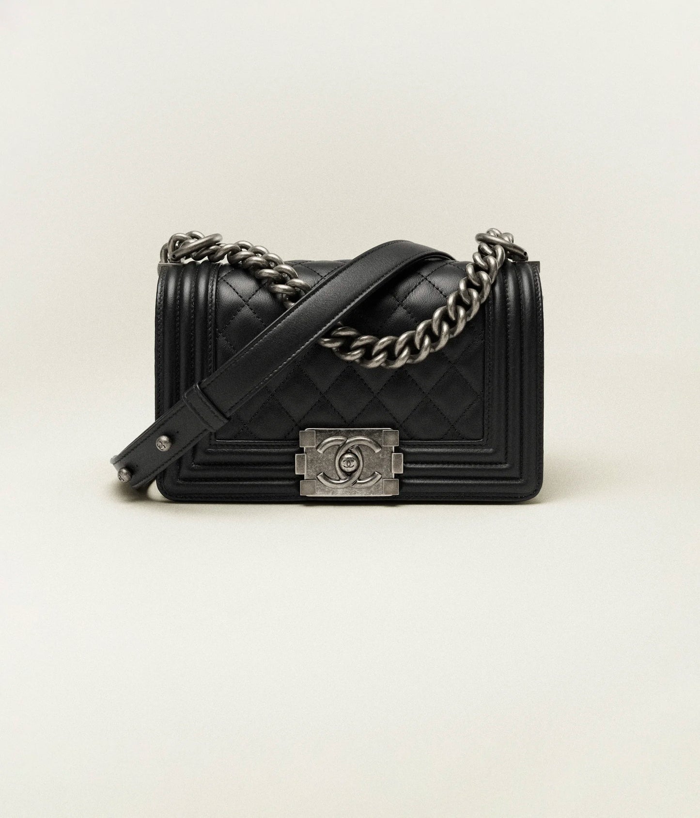 Chanel Small Boy Chanel Handbag Calfskin & Ruthenium-Finish Metal - Black