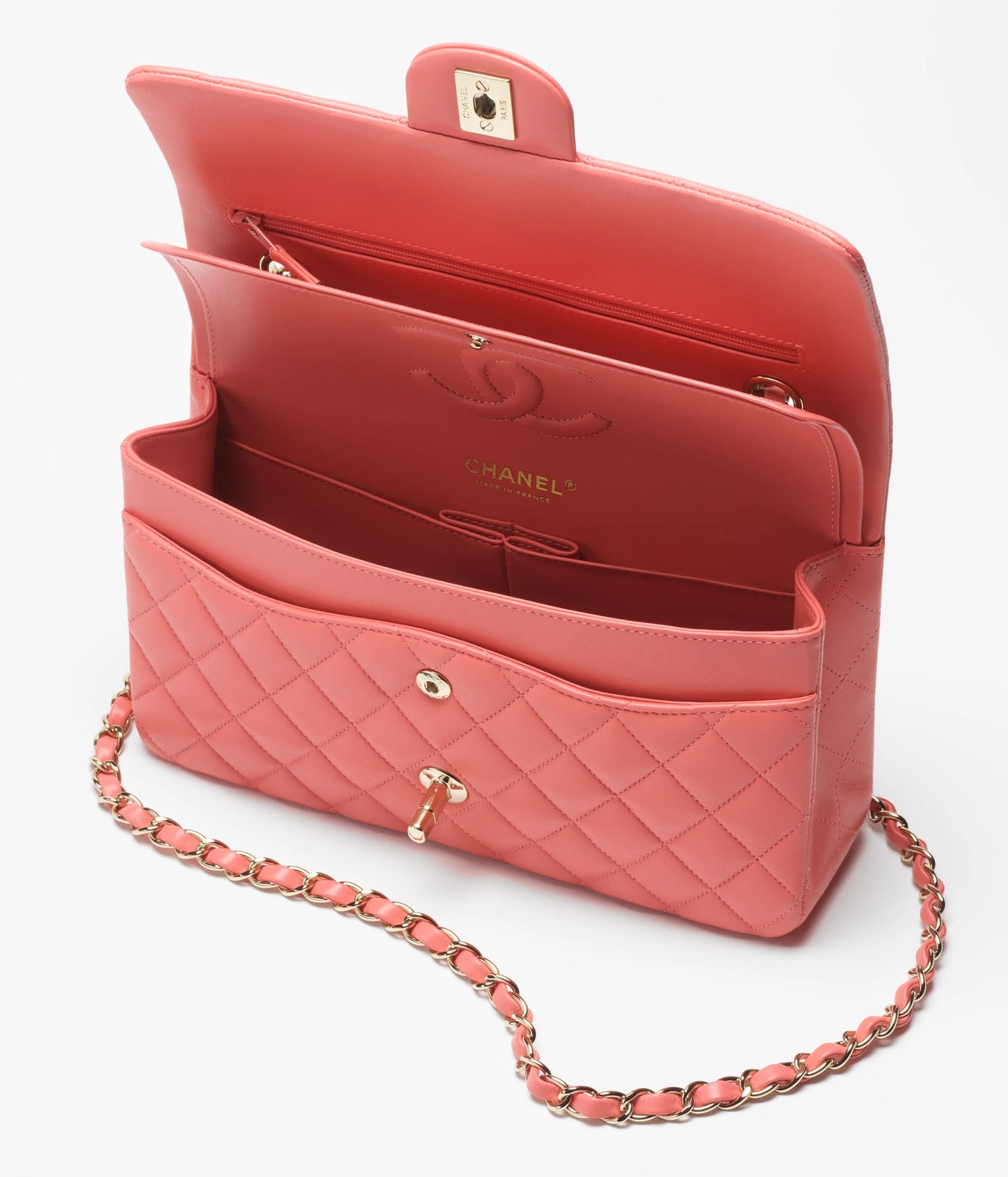 Chanel Classic 11.12 Handbag Lambskin & Gold-Tone Metal - Coral