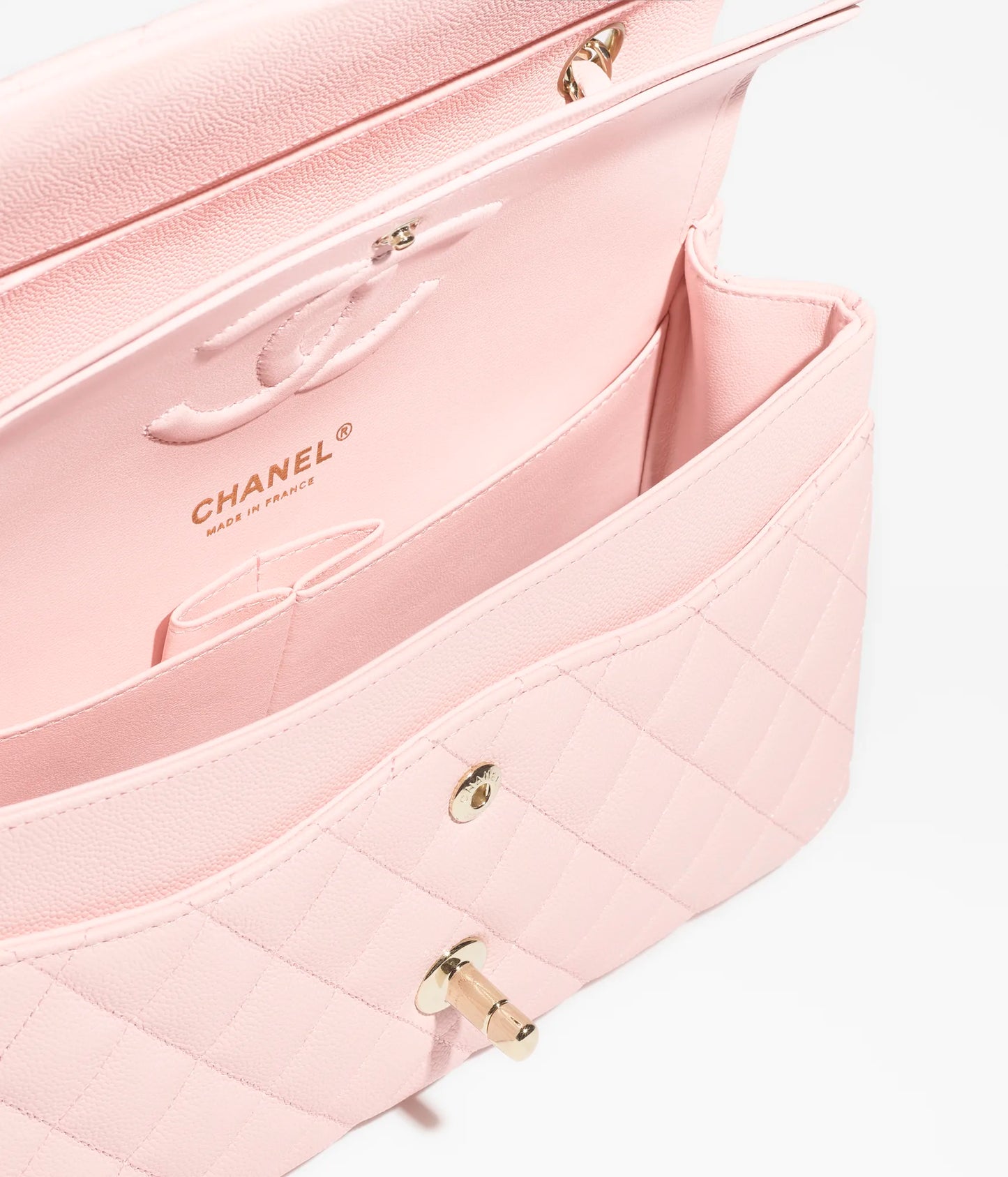 Chanel Classic 11.12 Handbag Grained Shiny Calfskin & Gold-Tone Metal - Light Pink